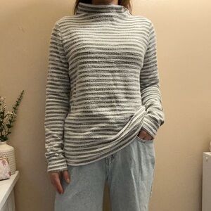 Ann Taylor Olive and White Striped Knit Top